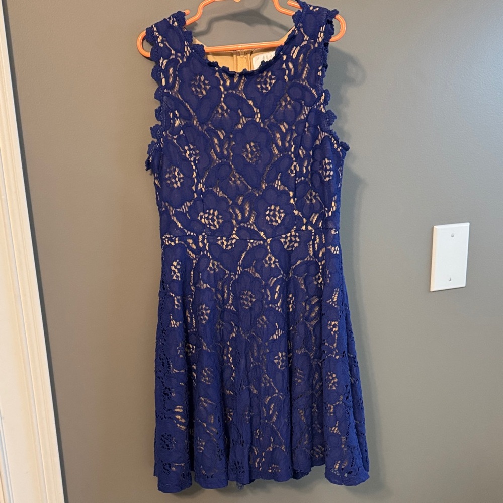 Rare Editions Royal Blue Lace Kids Dress